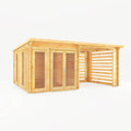 Mercia Studio Pent Log Cabin With Slatted Area 28mm doors closed
