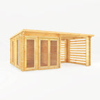 Mercia Studio Pent Log Cabin With Slatted Area 28mm doors closed
