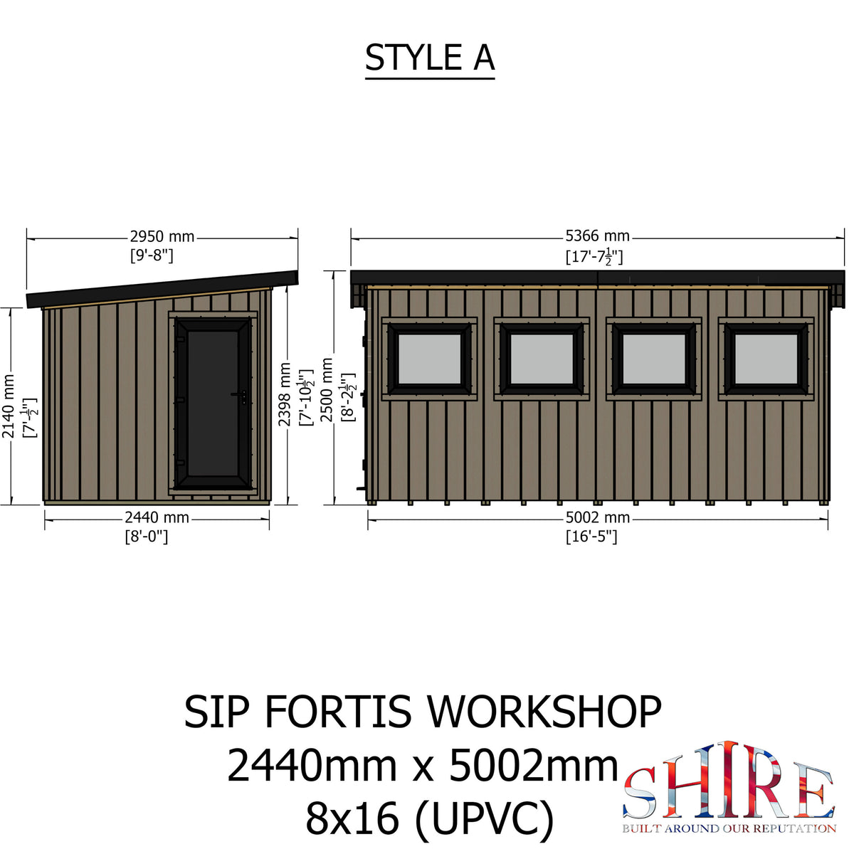 Fortis SIP Workshop Style A | End Door Insulated Garden Workshop