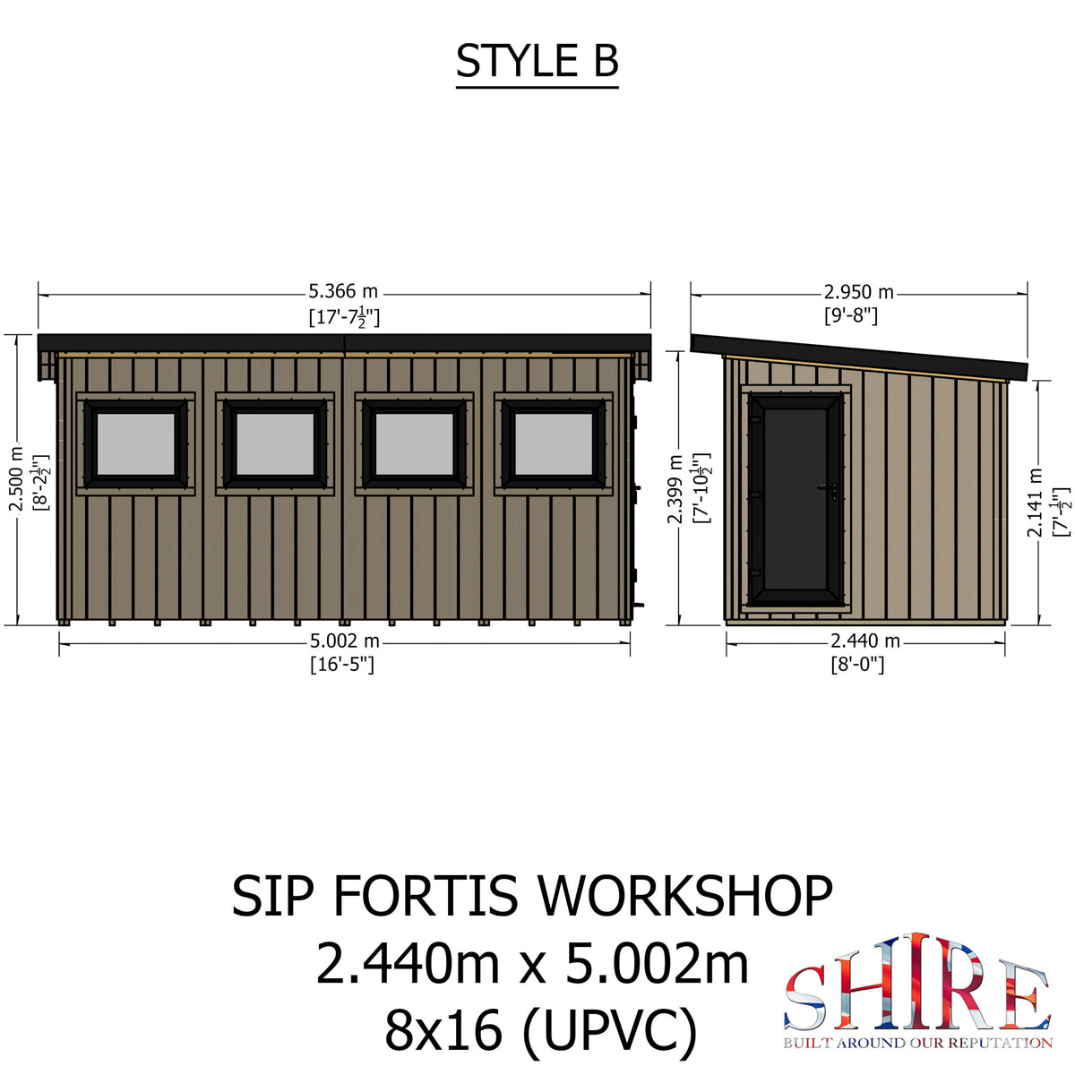 Fortis SIP Workshop Style B | End Door Insulated Garden Workshop