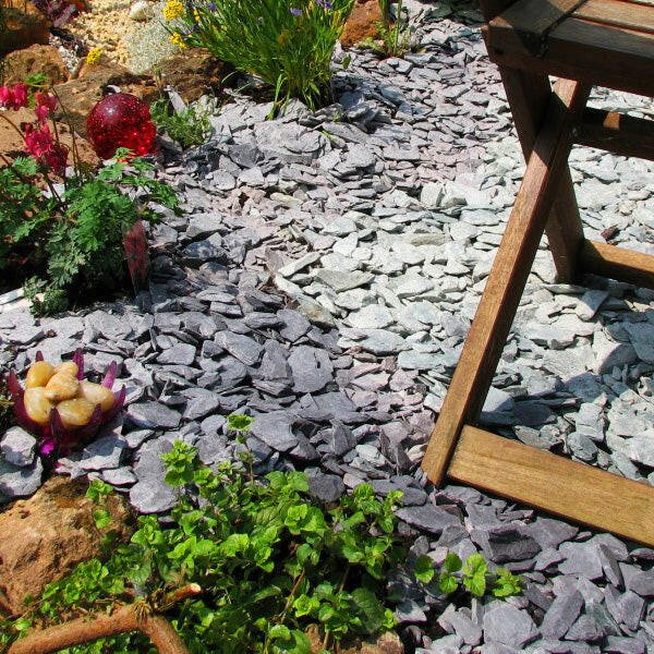 Welsh Blue Plum Slate Chippings | 40mm Crushed Slate for Borders