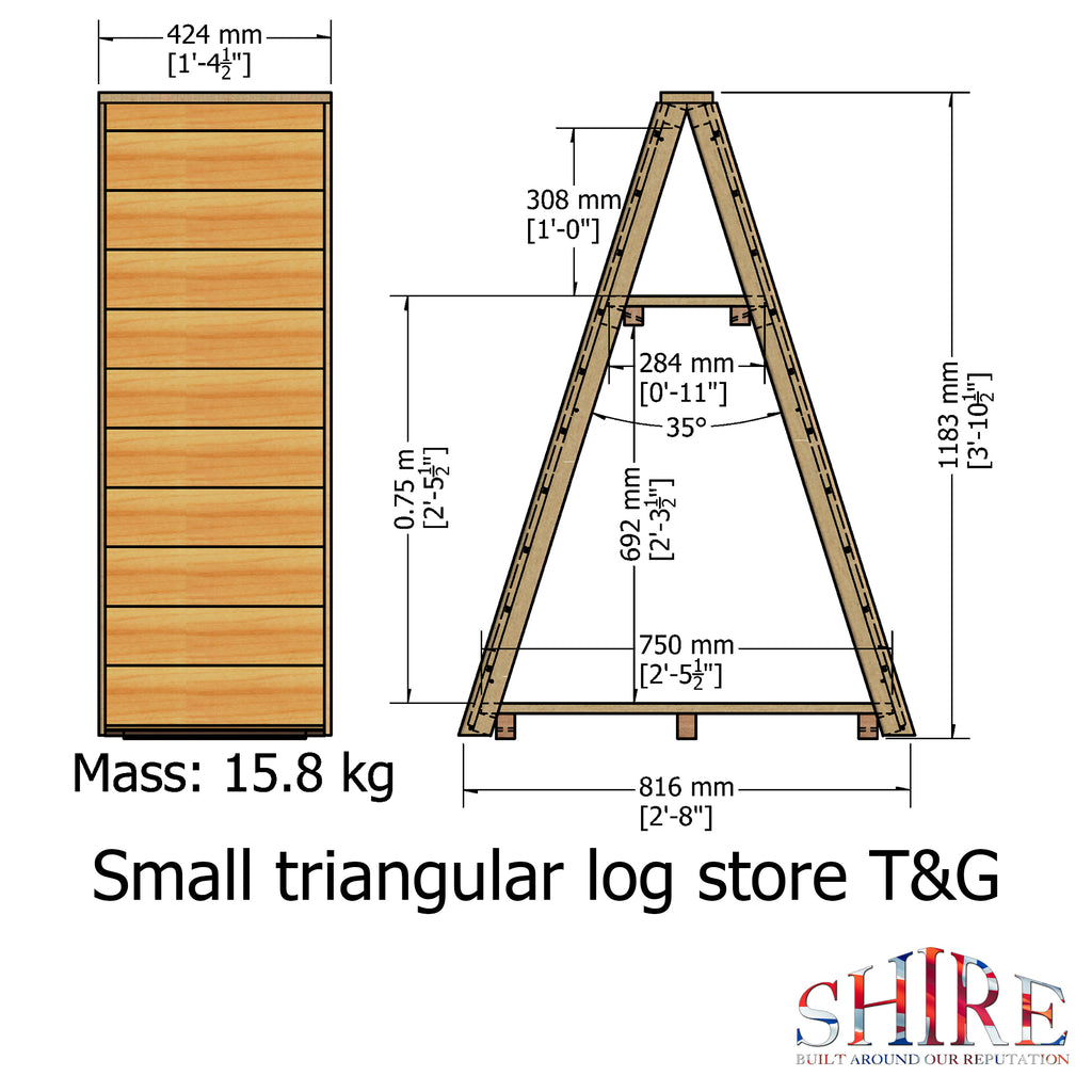 Small Triangular Log Store | 3x2 Pressure Treated Timber Corner Log Store
