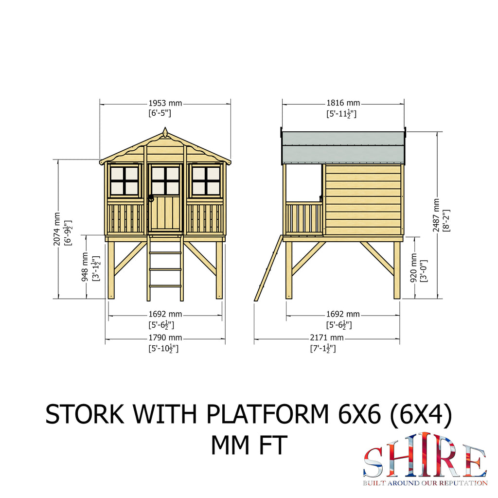 Shire Stork 6x6 Playhouse with Platform