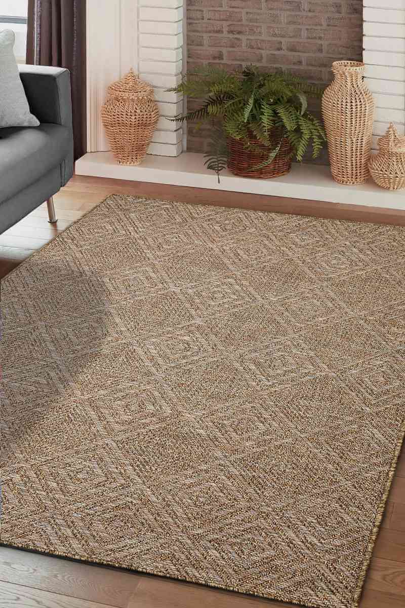 Summer Diamonds Culture Rug | Brown Diamond Indoor Outdoor Flatweave