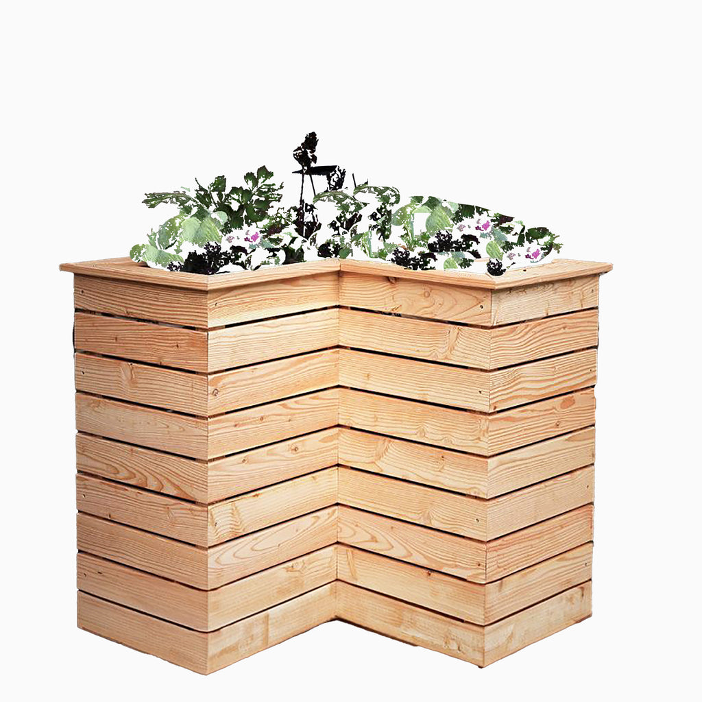 Tina Larch Corner Planter | Shire 3x3 Raised Timber Garden Planter