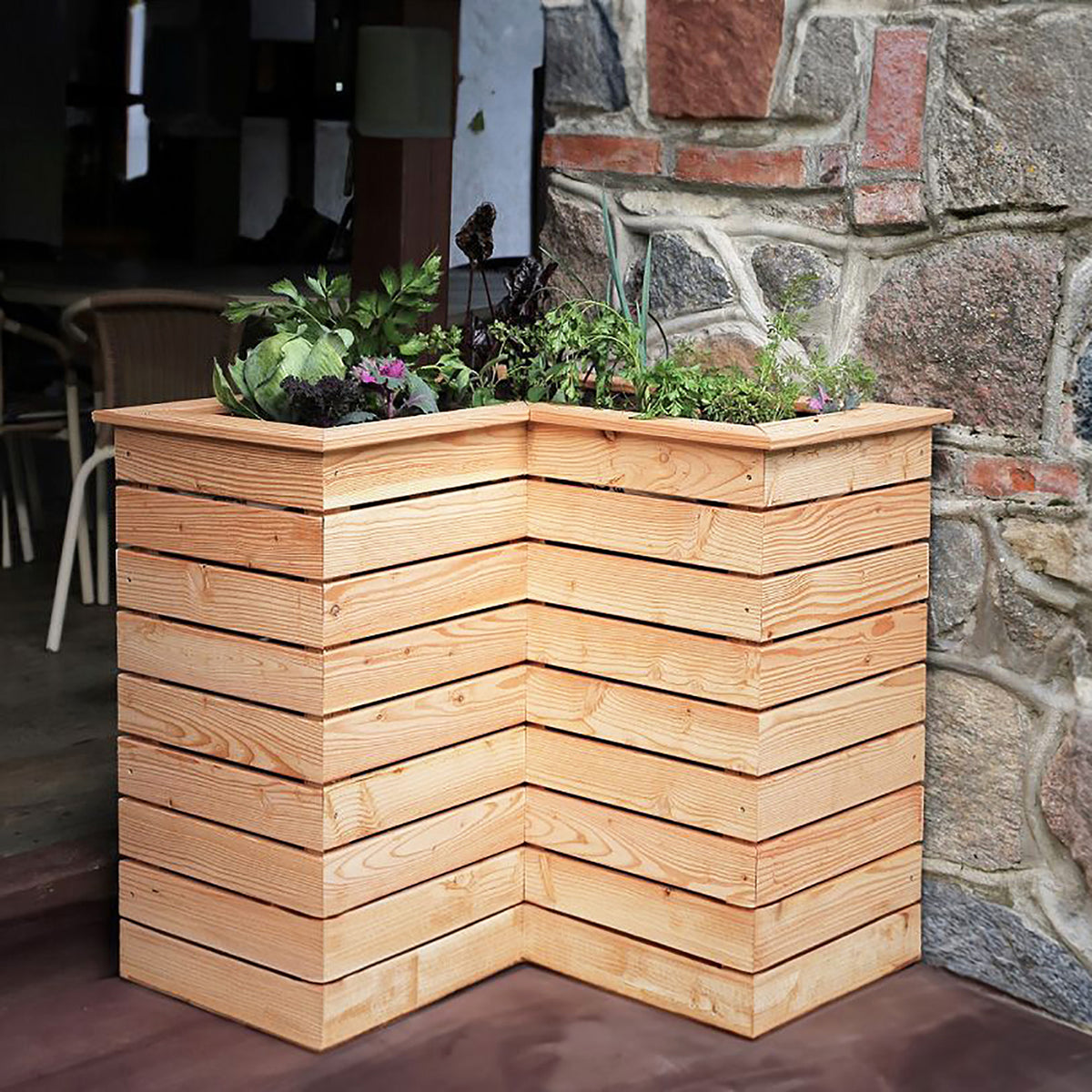 Tina Larch Corner Planter | Shire 3x3 Raised Timber Garden Planter