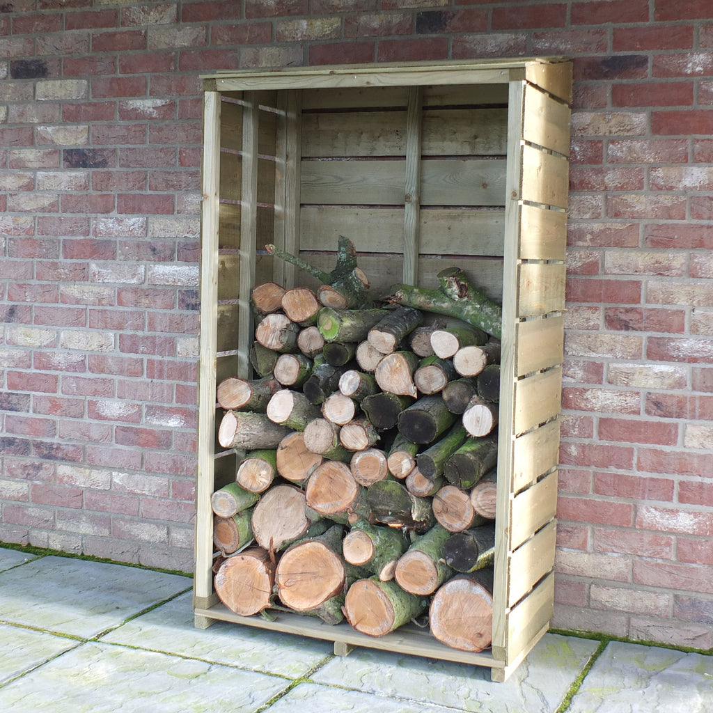 Tall Wall Log Store | 3x2 Pressure Treated Sawn Timber Log Store