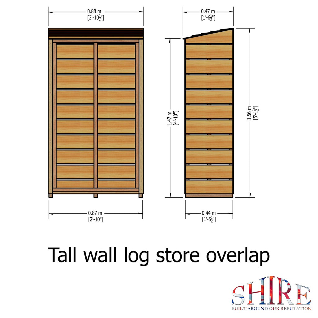 Tall Wall Log Store | 3x2 Pressure Treated Sawn Timber Log Store