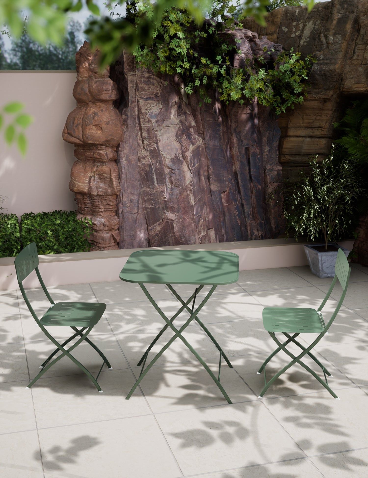Royalcraft Venice 2 Seater Folding Garden Bistro Set in Moss Green steel