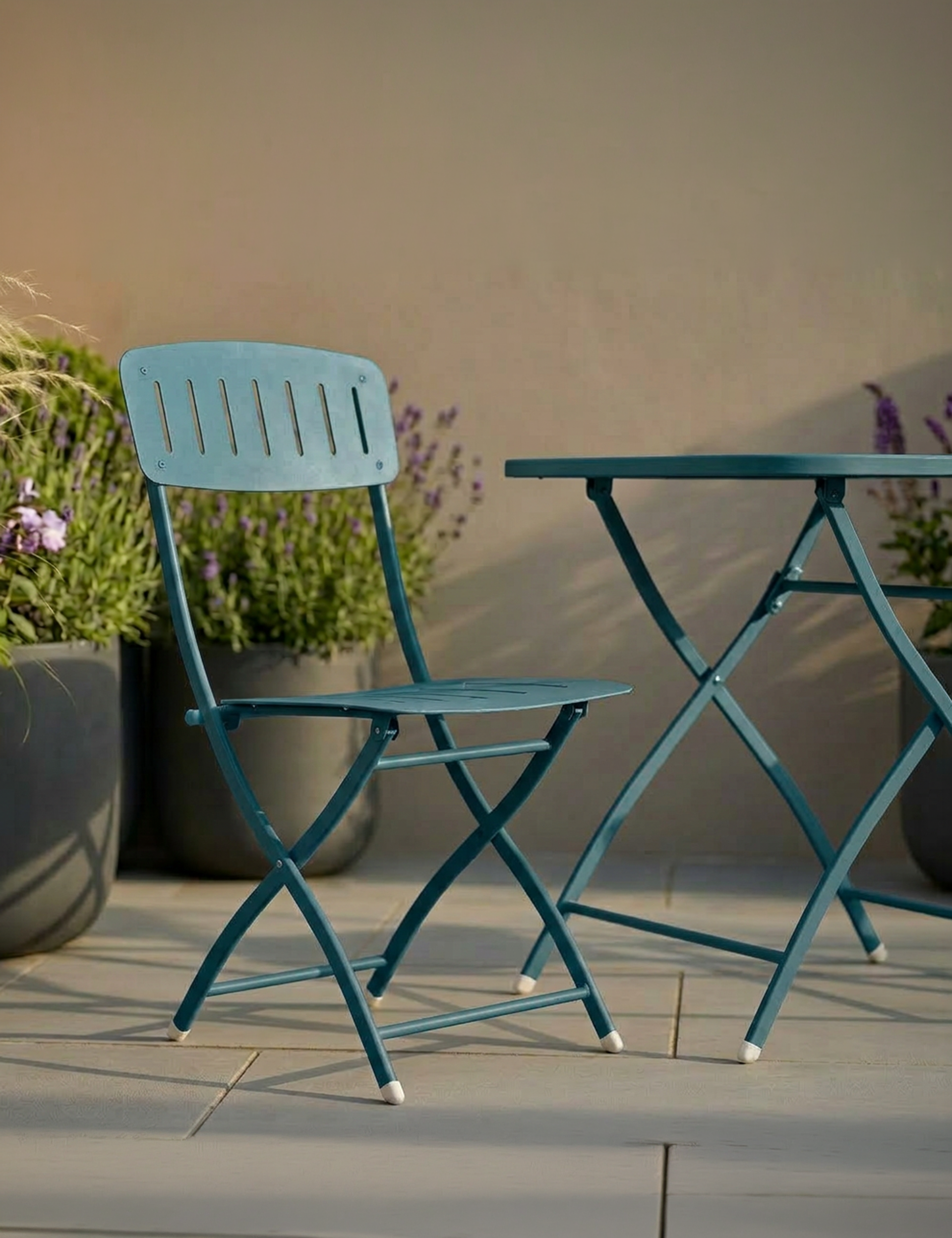 Royalcraft Venice 2 Seater Folding Garden Bistro Set | Caribbean Blue | Steel