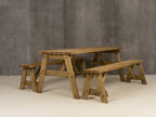 Victoria Picnic Table and Benches Set - Rustic Finish
