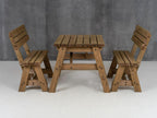 Victoria Picnic Table and Benches Set With Backrest - Rustic Finish