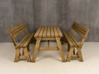 Victoria Picnic Table and Benches Set With Backrest - Rustic Finish
