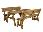 Victoria Picnic Table and Benches Set With Backrest - Rustic Finish