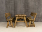 Victoria Picnic Table and Benches Set With Backrest - Rustic Finish