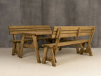 Victoria Picnic Table and Benches Set With Backrest - Rustic Finish