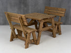 Victoria Picnic Table and Benches Set With Backrest - Rustic Finish