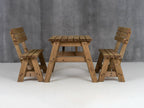 Victoria Picnic Table and Benches Set With Backrest - Rustic Finish