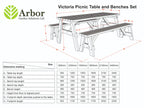 Victoria Picnic Table and Benches Set
