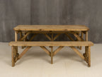 Victoria Rounded Picnic Table and Benches Set - Rustic Finish