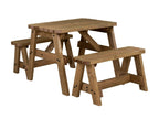 Victoria Rounded Picnic Table and Benches Set - Rustic Finish