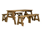 Victoria Rounded Picnic Table and Benches Set - Rustic Finish