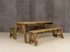 Victoria Rounded Picnic Table and Benches Set - Rustic Finish