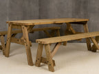 Victoria Rounded Picnic Table and Benches Set - Rustic Finish
