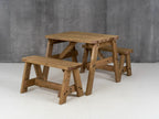 Victoria Rounded Picnic Table and Benches Set - Rustic Finish