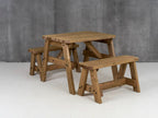 Victoria Rounded Picnic Table and Benches Set - Rustic Finish