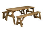 Victoria Rounded Picnic Table and Benches Set - Rustic Finish