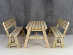 Victoria Rounded Picnic Table Benches Set With Backrest