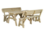 Victoria Rounded Picnic Table Benches Set With Backrest