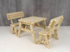 Victoria Rounded Picnic Table Benches Set With Backrest