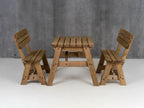 Victoria Rounded Picnic Table and Benches Set With Backrest - Rustic Finish