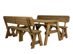 Victoria Rounded Picnic Table and Benches Set With Backrest - Rustic Finish