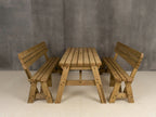 Victoria Rounded Picnic Table and Benches Set With Backrest - Rustic Finish