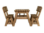Victoria Rounded Picnic Table and Benches Set With Backrest - Rustic Finish