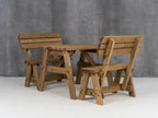 Victoria Rounded Picnic Table and Benches Set With Backrest - Rustic Finish