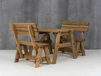 Victoria Rounded Picnic Table and Benches Set With Backrest - Rustic Finish