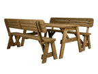 Victoria Rounded Picnic Table and Benches Set With Backrest - Rustic Finish