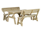 Victoria Rounded Picnic Table Benches Set with backrest — side view