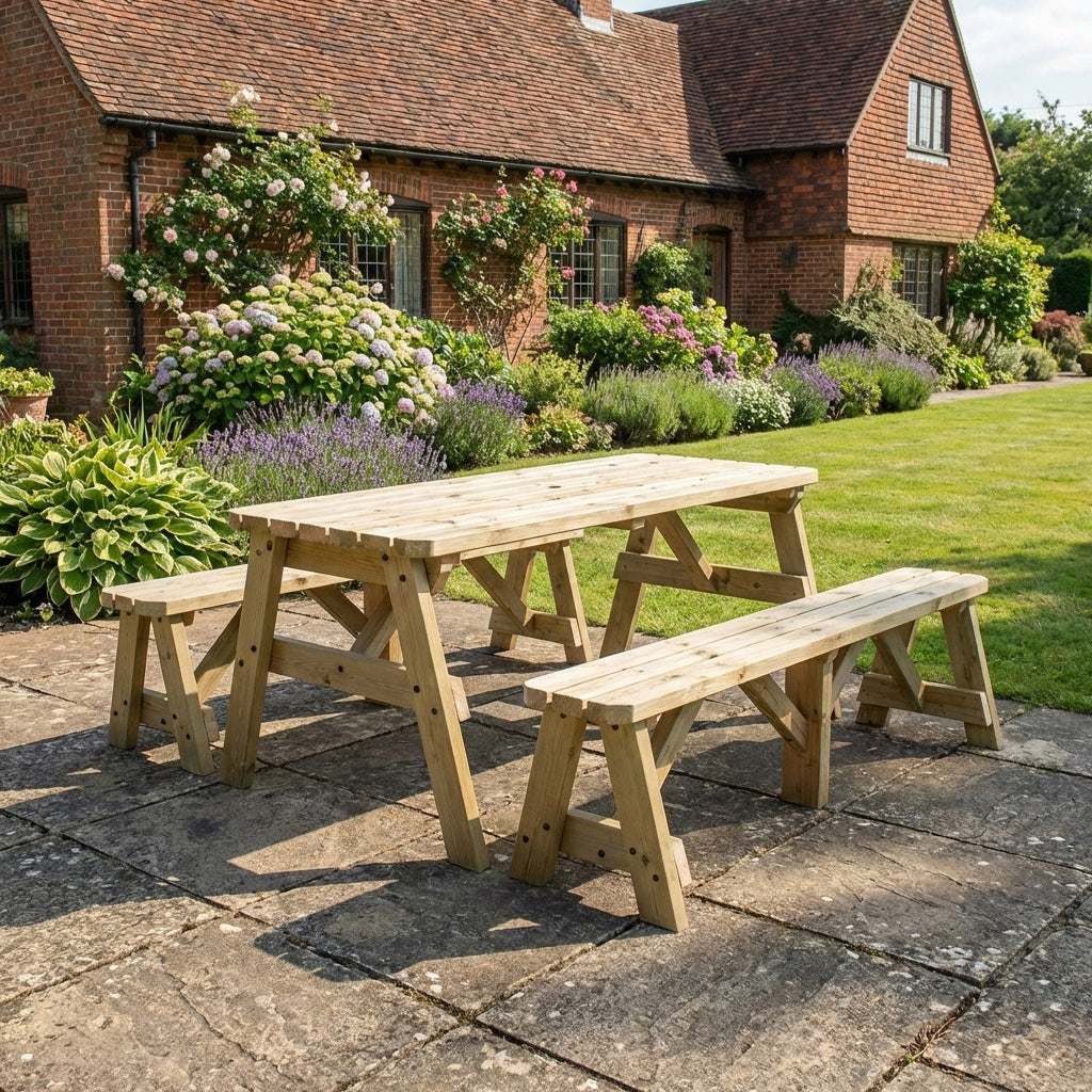 Victoria Rounded Picnic Table and Benches Set