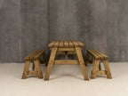 Victoria Space Saving Picnic Table and Benches Set - Rustic Finish