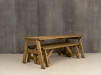 Victoria Space Saving Picnic Table and Benches Set - Rustic Finish