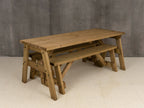 Victoria Space Saving Picnic Table and Benches Set - Rustic Finish