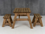 Victoria Space Saving Picnic Table and Benches Set - Rustic Finish