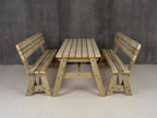 Victoria Space Saving Picnic Table and Benches Set With Backrest