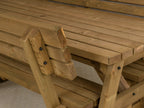 Victoria Space Saving Picnic Table and Benches Set With Backrest - Rustic Finish