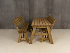 Victoria Space Saving Picnic Table and Benches Set With Backrest - Rustic Finish